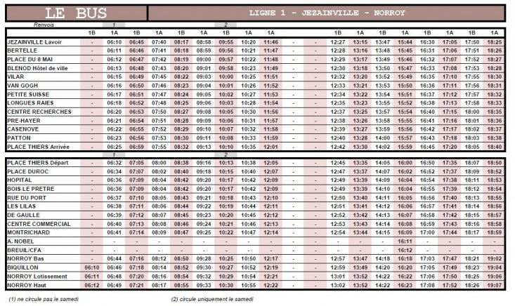 Les horaires de bus  Vie pratique  Mairie de Jezainville